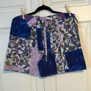 Patchwork Tie-Waist Shorts with tie-wrap front